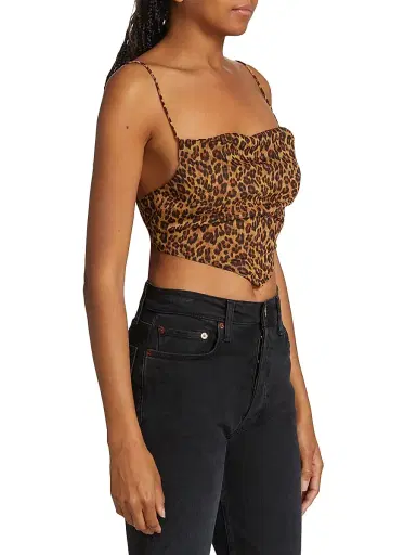 Staud Women's Leonie Leopard-Print Crop Top - Leopard | Thumbnail 4 Staud Women's Leonie Leopard-Print Crop Top - Leopard | Thumbnail 4