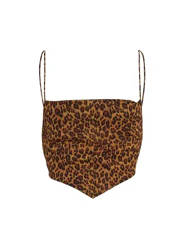 Staud Women's Leonie Leopard-Print Crop Top - Leopard | Thumbnail 1 Staud Women's Leonie Leopard-Print Crop Top - Leopard | Thumbnail 1