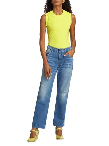 Askk NY Women's Beau High-Rise Distressed Straight-Leg Jeans - Cactus - Size 27 | Thumbnail 2 Askk NY Women's Beau High-Rise Distressed Straight-Leg Jeans - Cactus - Size 27 | Thumbnail 2