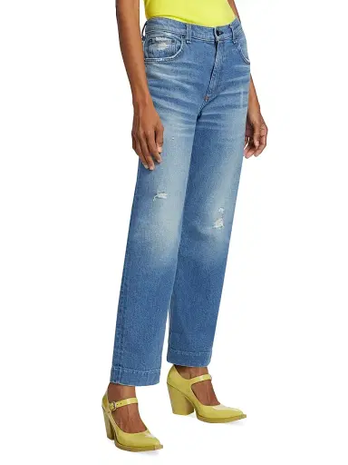 Askk NY Women's Beau High-Rise Distressed Straight-Leg Jeans - Cactus - Size 27 | Thumbnail 4 Askk NY Women's Beau High-Rise Distressed Straight-Leg Jeans - Cactus - Size 27 | Thumbnail 4