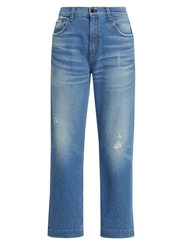 Askk NY Women's Beau High-Rise Distressed Straight-Leg Jeans - Cactus - Size 27