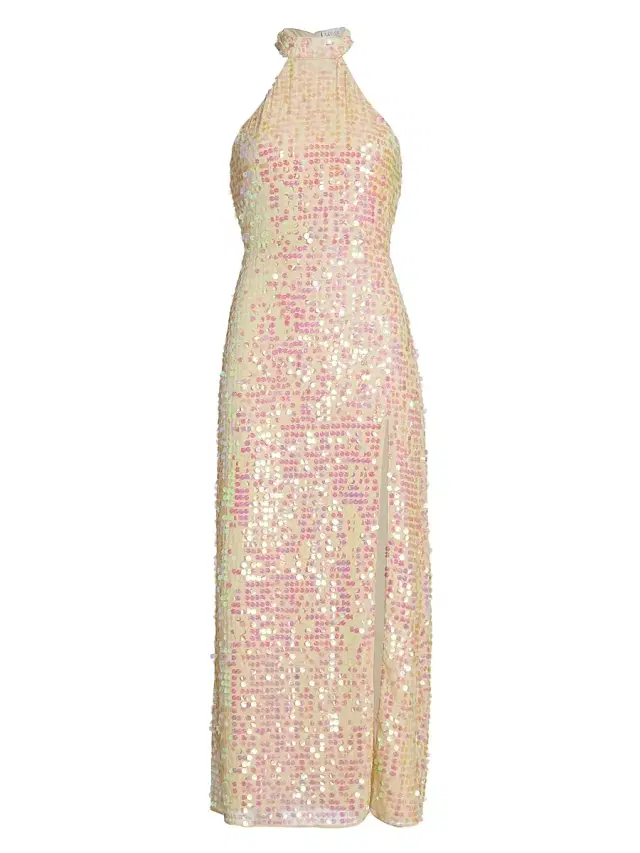 Saylor Women's Khoudia Sequined Halter Maxi Dress - Pink Champagne