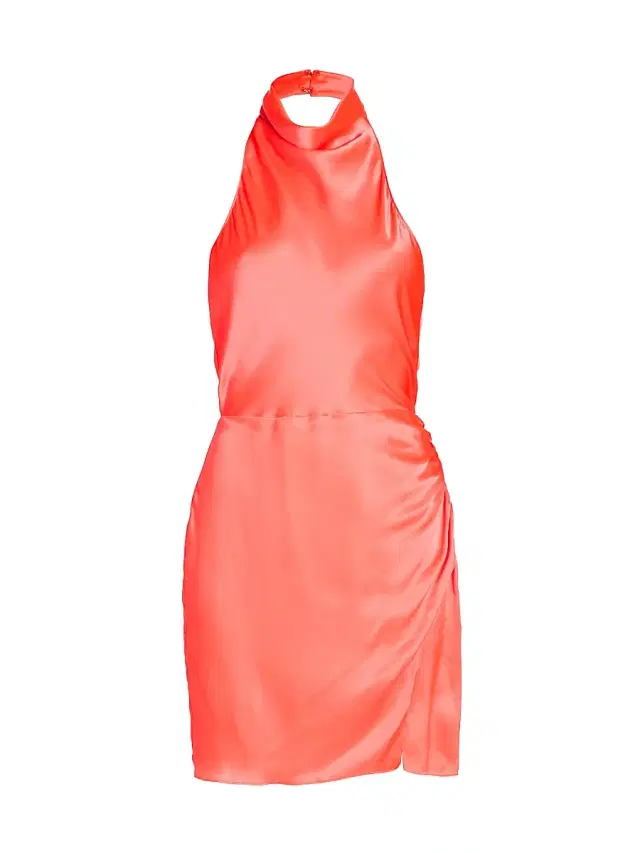 Women's Joanne Silk Halter Neck Minidress - New Fluro
