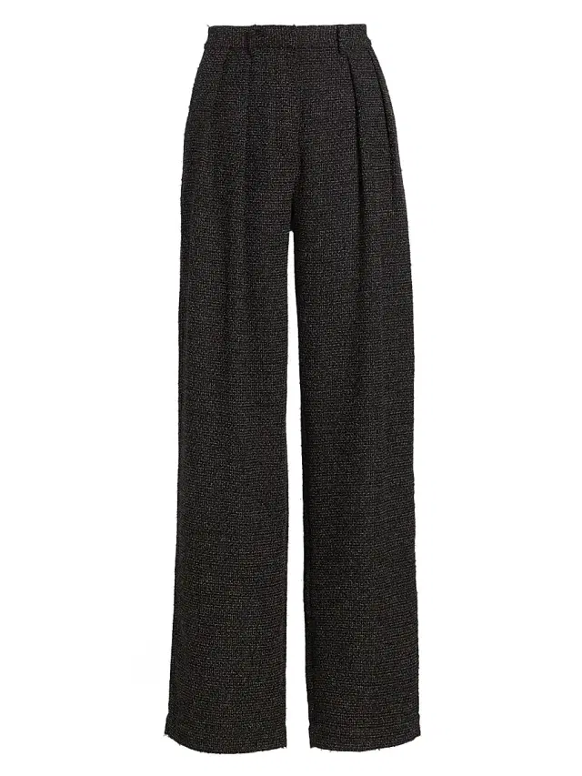 Proenza Schouler White Label Women's Eleanor Tweed High-Rise Straight-Leg Pants - Black Alabaster