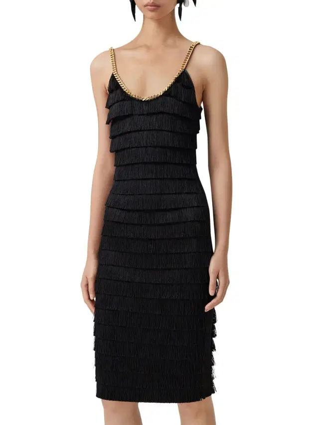 Women's Melina Fringe Chain Dress - Black