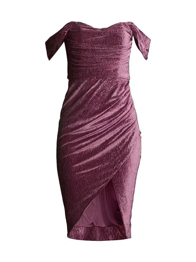 Lavish Alice Women's Sienna Diamante Velvet Off-The-Shoulder Mini-Dress - Purple