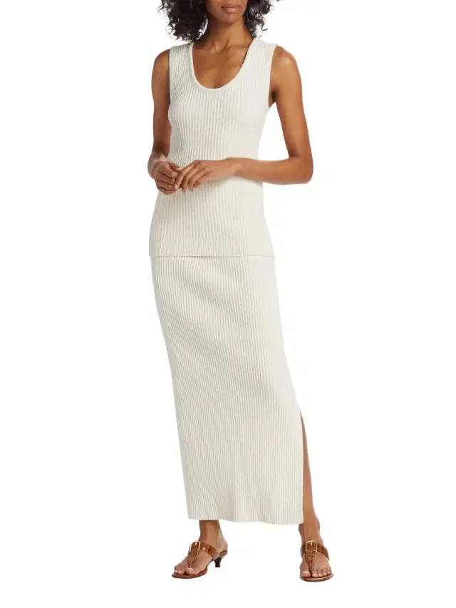 Women's Cotton-Blend Bouclé Knit Tank - Ecru