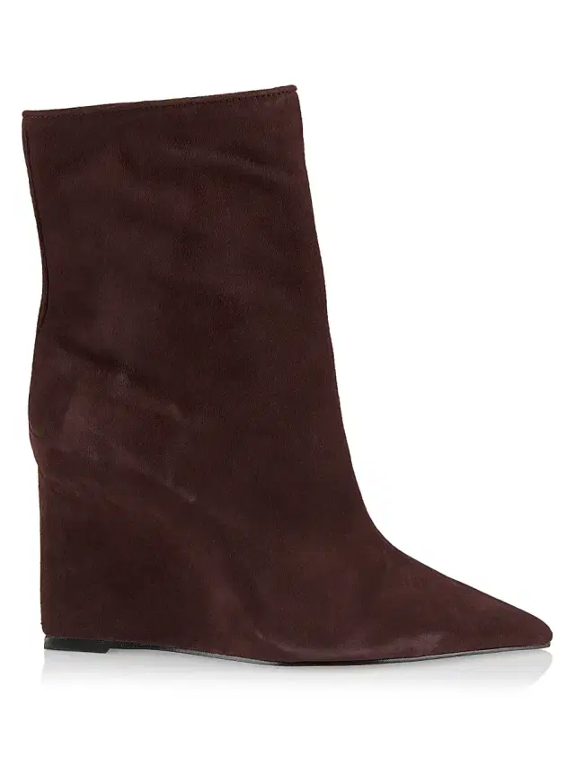 Women's Asya Suede Wedge Booties - Dark Chocolate