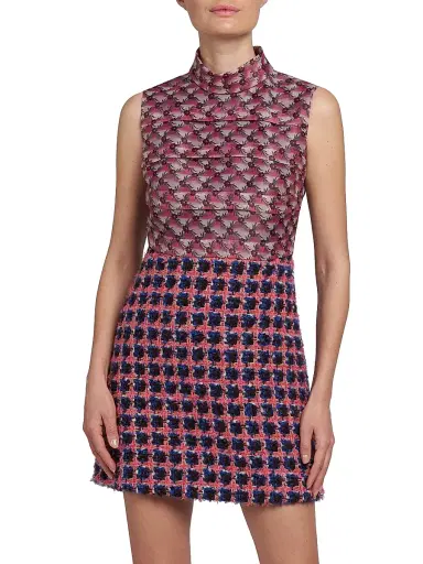 Etro Women's Tweed Minidress - Pink | Thumbnail 3