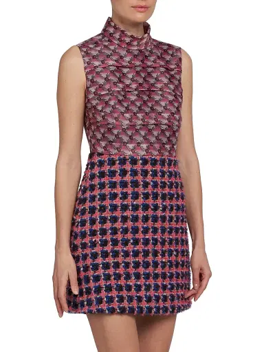 Etro Women's Tweed Minidress - Pink | Thumbnail 4