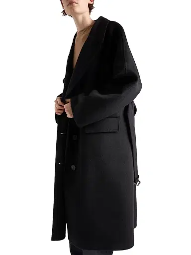 Prada Women's Single-Breasted Cashgora Coat - Black | Thumbnail 5 Prada Women's Single-Breasted Cashgora Coat - Black | Thumbnail 5
