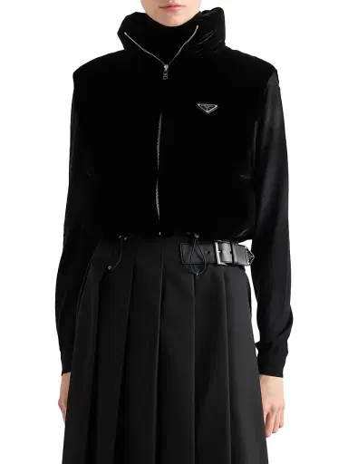 Prada Women's Velvet Down Vest - Black | Thumbnail 2