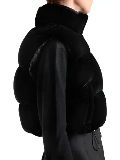 Prada Women's Velvet Down Vest - Black | Thumbnail 4