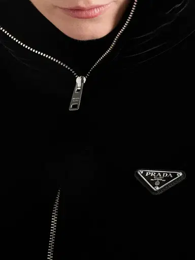 Prada Women's Velvet Down Vest - Black | Thumbnail 5