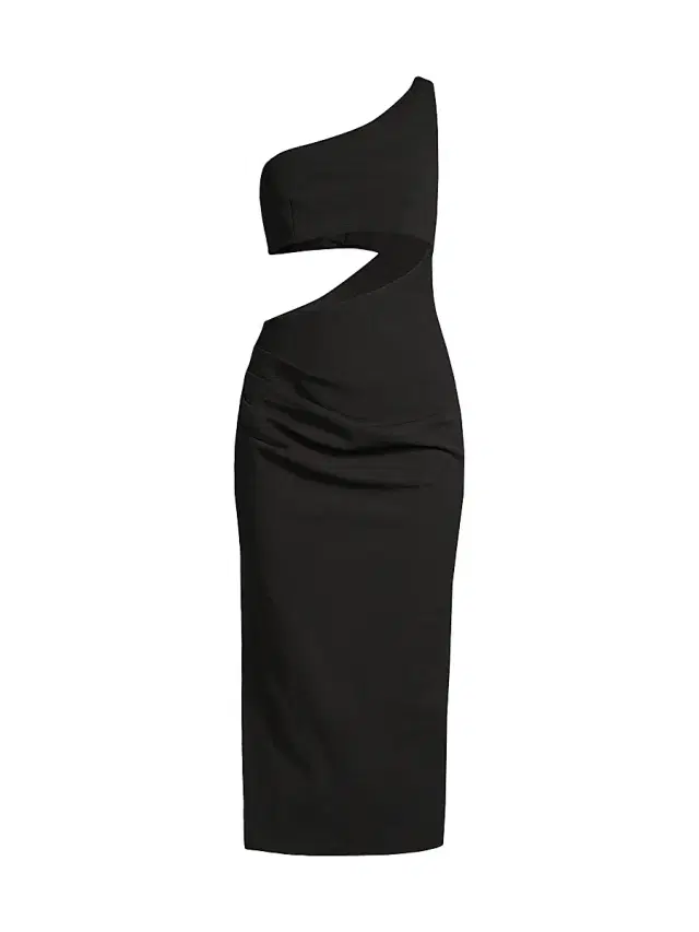 Misha Women's Elisebeth Crepe One-Shoulder Midi-Dress - Black