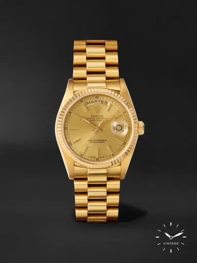 Windsor Pre-Owned 1987 Rolex Oyster Perpetual Day-Date Automatic 36mm 18-Karat Gold Watch, Ref. No. 18038 - Men | Thumbnail 1 Windsor Pre-Owned 1987 Rolex Oyster Perpetual Day-Date Automatic 36mm 18-Karat Gold Watch, Ref. No. 18038 - Men | Thumbnail 1