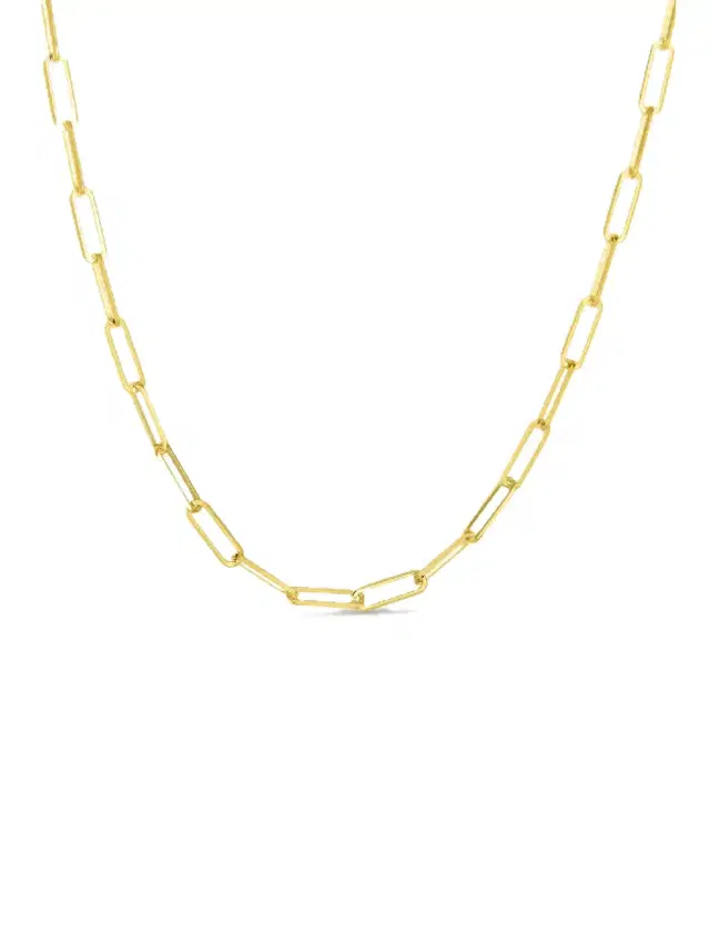 14K Gold Paperclip Chain Necklace