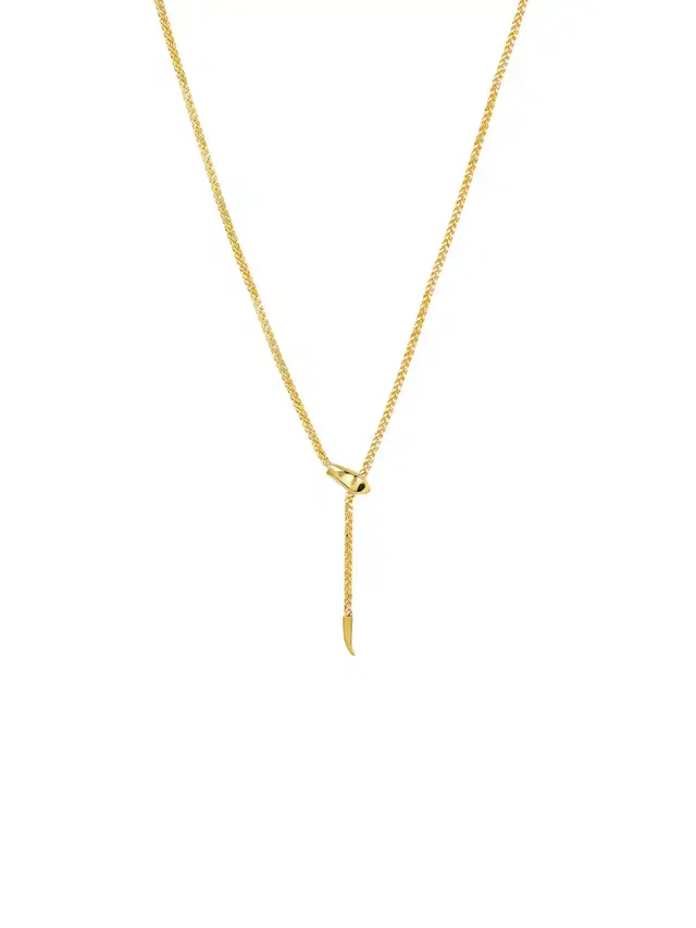 Wish Fine Jewelry 14K Gold Small Snake Wheat Adjustable Lariat Necklace
