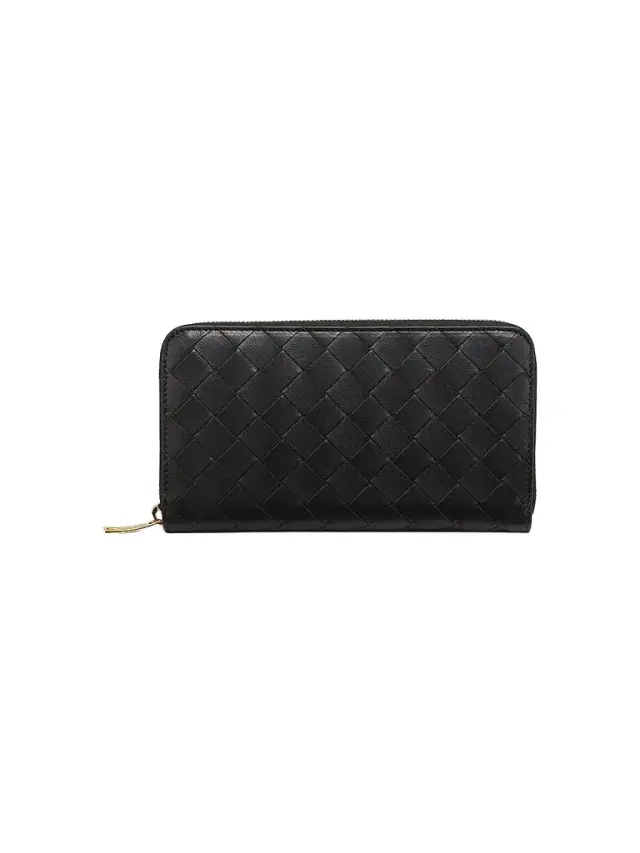 Bottega Veneta Women's Leather Zip-Around Wallet - Black
