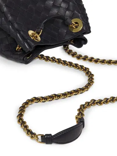 Bottega Veneta Women's Small Parachute Intrecciato Leather Shoulder Bag - Nocturnal Muse Brass | Thumbnail 6 Bottega Veneta Women's Small Parachute Intrecciato Leather Shoulder Bag - Nocturnal Muse Brass | Thumbnail 6