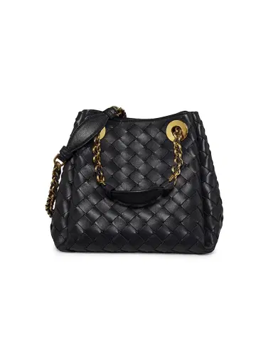 Bottega Veneta Women's Small Parachute Intrecciato Leather Shoulder Bag - Nocturnal Muse Brass | Thumbnail 1 Bottega Veneta Women's Small Parachute Intrecciato Leather Shoulder Bag - Nocturnal Muse Brass | Thumbnail 1