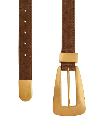 Khaite Women's The Lucca Suede Leather Belt - Mud | Thumbnail 2
