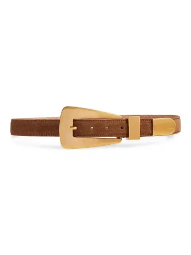 Khaite Women's The Lucca Suede Leather Belt - Mud | Thumbnail 1