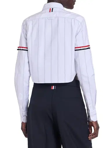Thom Browne Women's Shadow Stripe Cropped Oxford Shirt - White - Size 4 | Thumbnail 5