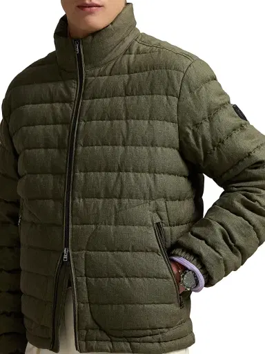Polo Ralph Lauren Men's Quilted Linen Down Jacket - Ranger Green | Thumbnail 5 Polo Ralph Lauren Men's Quilted Linen Down Jacket - Ranger Green | Thumbnail 5