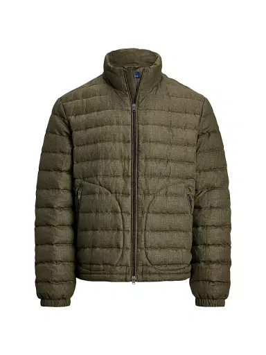 Polo Ralph Lauren Men's Quilted Linen Down Jacket - Ranger Green | Thumbnail 1 Polo Ralph Lauren Men's Quilted Linen Down Jacket - Ranger Green | Thumbnail 1