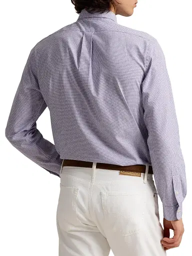 Polo Ralph Lauren Men's Checked Poplin Classic-Fit Shirt - Purple Navy Multi | Thumbnail 3 Polo Ralph Lauren Men's Checked Poplin Classic-Fit Shirt - Purple Navy Multi | Thumbnail 3