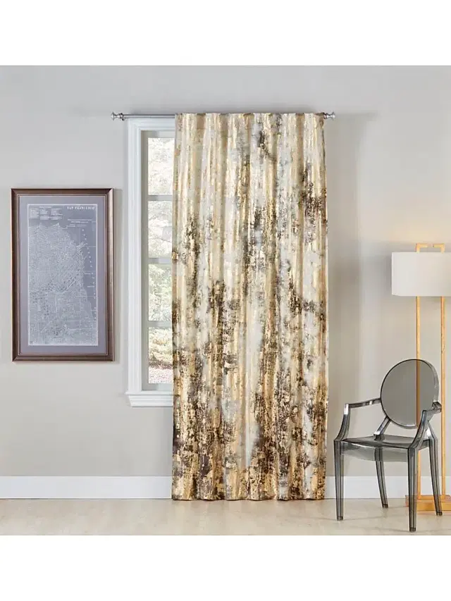Callisto Home Dyed Foil Mesh Curtain - Grey