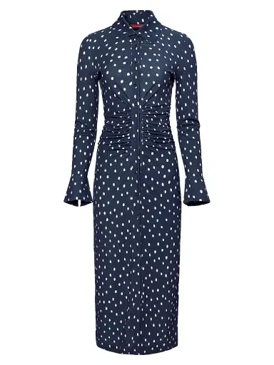 Altuzarra Women's Claudia Polka-Dot Ruched Shirtdress - Nocturne Blue | Thumbnail 1 Altuzarra Women's Claudia Polka-Dot Ruched Shirtdress - Nocturne Blue | Thumbnail 1