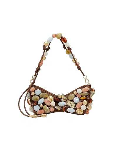 Cult Gaia Women's Mercier Multicolored-Stone Leather Shoulder Bag | Thumbnail 1 Cult Gaia Women's Mercier Multicolored-Stone Leather Shoulder Bag | Thumbnail 1