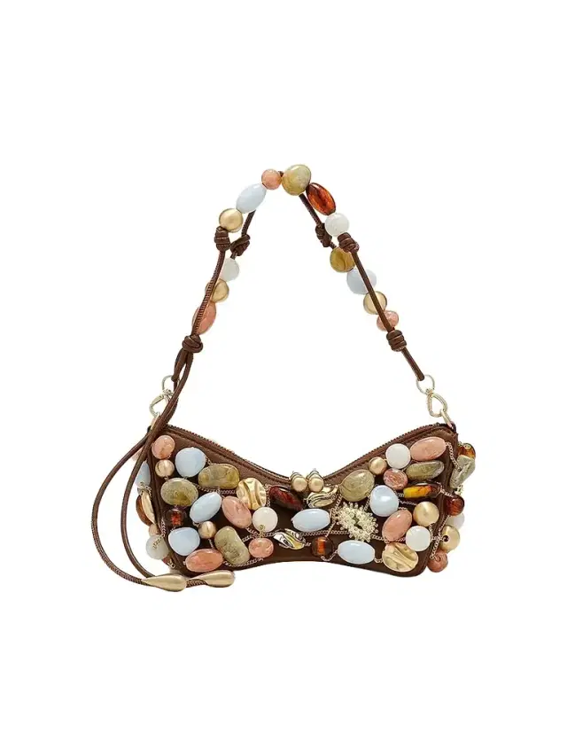 Cult Gaia Women's Mercier Multicolored-Stone Leather Shoulder Bag - Saddle Bauble Multi