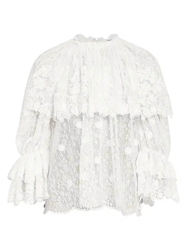 Women's Draped Sheer Lace Top - Iconic Milk