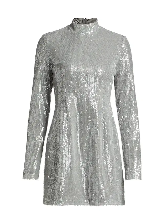 NICHOLAS Women's Daphne Sequin Long-Sleeve Minidress - Pistachio