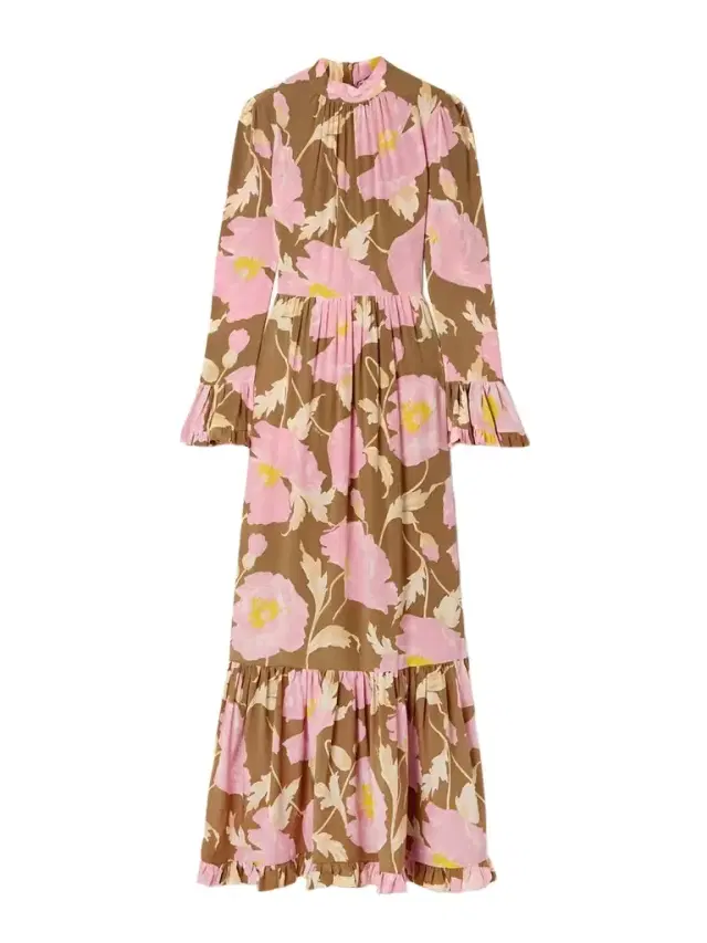 Visconti Tiered Ruffled Floral-print Silk Crepe De Chine Maxi Dress