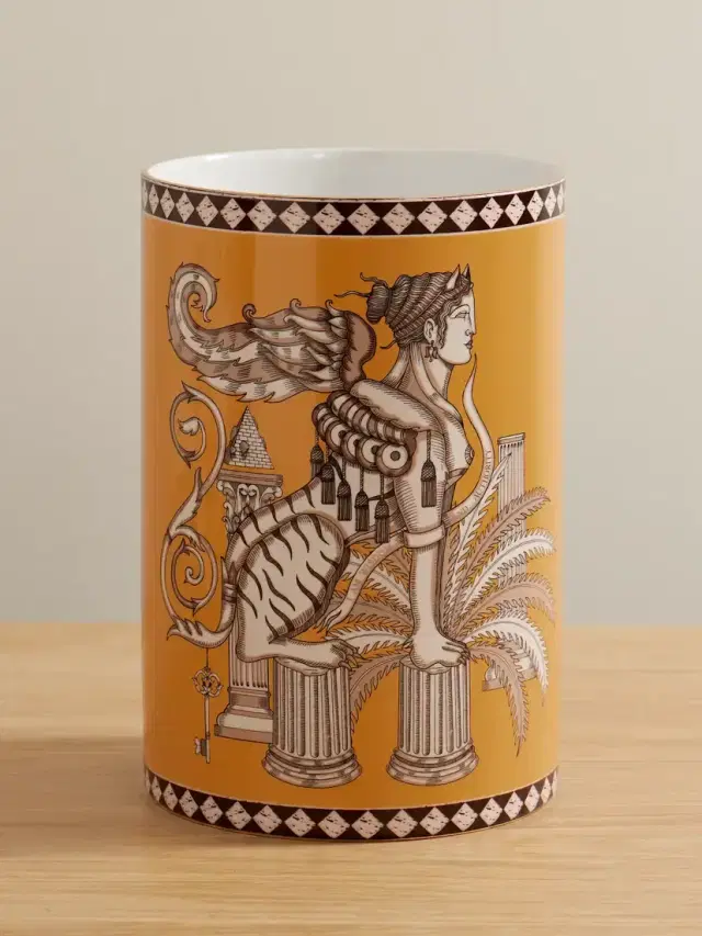 La DoubleJ Pillar Gold-plated Porcelain Vase