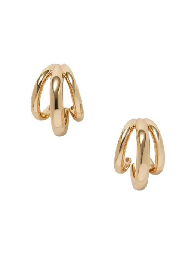 Triple Lilly Gold-plated Hoop Earrings