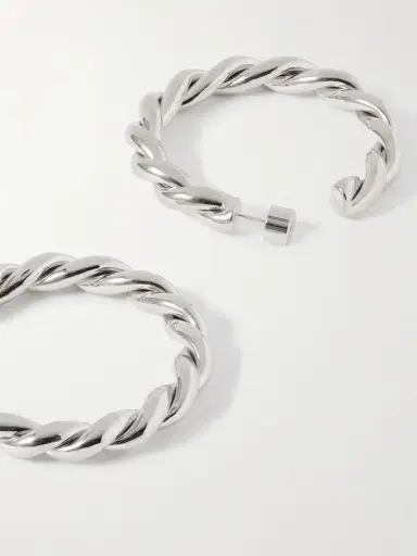 Jennifer Fisher 1.5" Twisted Lilly Baby Silver-plated Hoop Earrings | Thumbnail 3 Jennifer Fisher 1.5" Twisted Lilly Baby Silver-plated Hoop Earrings | Thumbnail 3