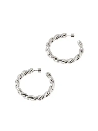 Jennifer Fisher 1.5" Twisted Lilly Baby Silver-plated Hoop Earrings | Thumbnail 1 Jennifer Fisher 1.5" Twisted Lilly Baby Silver-plated Hoop Earrings | Thumbnail 1