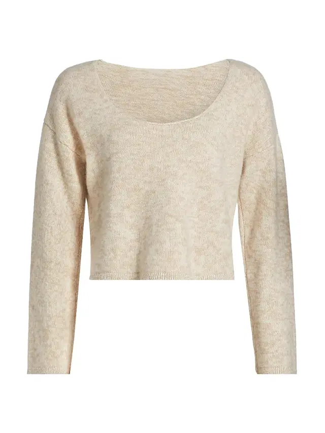 Women's Marled Cashmere Scoopneck Sweater - Dusty Oatmeal