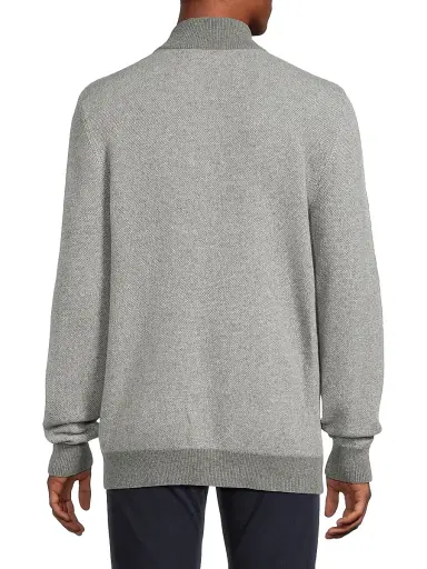 Ralph Lauren Purple Label Men's Birdseye Cashmere Quarter-Zip Sweater - Classic Light Grey Heather | Thumbnail 5 Ralph Lauren Purple Label Men's Birdseye Cashmere Quarter-Zip Sweater - Classic Light Grey Heather | Thumbnail 5