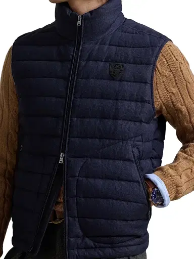 Polo Ralph Lauren Men's Quilted Linen Down Vest - Collection Navy | Thumbnail 5 Polo Ralph Lauren Men's Quilted Linen Down Vest - Collection Navy | Thumbnail 5