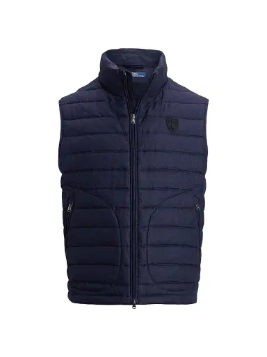Polo Ralph Lauren Men's Quilted Linen Down Vest - Collection Navy | Thumbnail 1 Polo Ralph Lauren Men's Quilted Linen Down Vest - Collection Navy | Thumbnail 1