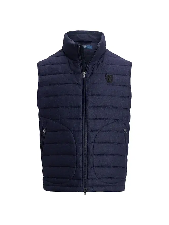 Polo Ralph Lauren Men's Quilted Linen Down Vest - Collection Navy