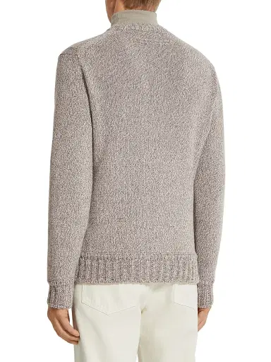 ZEGNA Men's Oasi Cashmere Crewneck Sweater - Light Taupe | Thumbnail 3 ZEGNA Men's Oasi Cashmere Crewneck Sweater - Light Taupe | Thumbnail 3