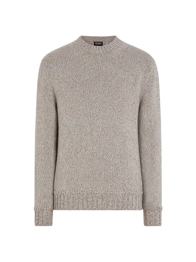 Men's Oasi Cashmere Crewneck Sweater - Light Taupe