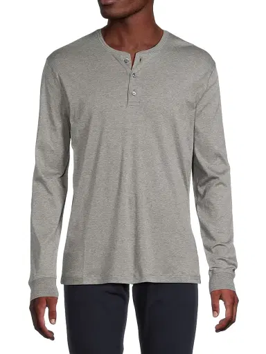 Ralph Lauren Purple Label Men's Interlock Henley Shirt - Light Grey Heather | Thumbnail 3